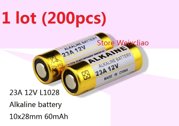200pcs 1 lot 23A 12V 23A12V 12V23A L1028 dry alkaline battery 12 Volt  Batteries Free Shipping