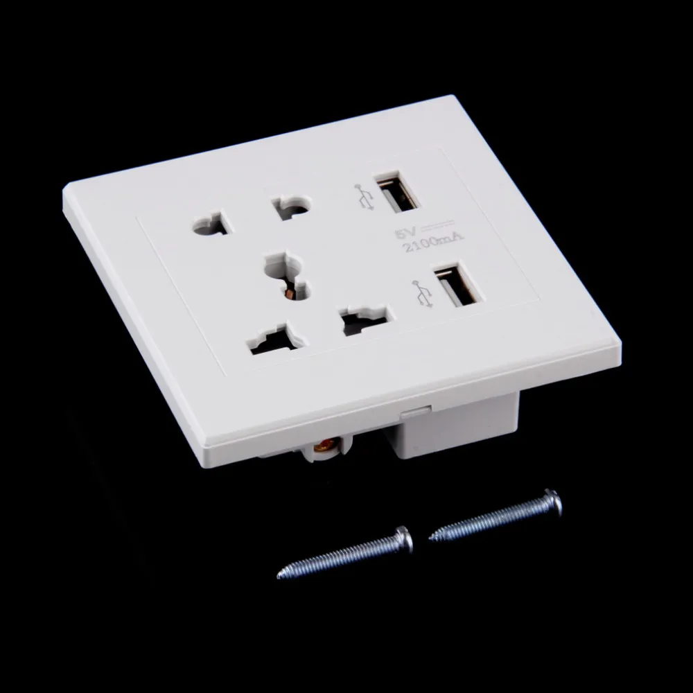2016 새로운 브랜드 듀얼 USB 포트 전기 벽 충전기 도크 소켓 전원 콘센트 패널 플레이트 2 색 스마트 전원 플러그 DHL 무료