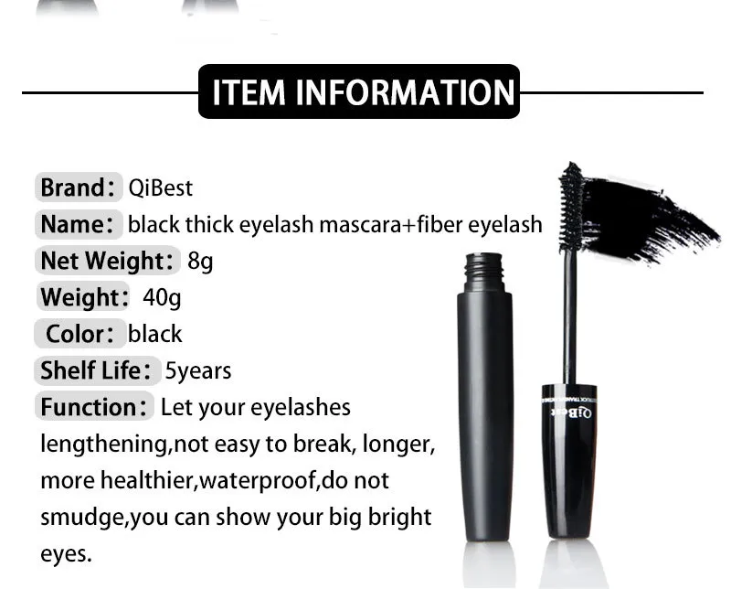 Qi 3D Fiber Lashes Mascara Black Eyelashes Transplanting Gel and Natural Fibers t Lengthening Thick Makeup Mascaras Set6189684