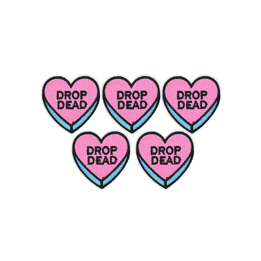 10 pièces patchs de broderie en forme de coeur rose pour vêtements patch de fer pour vêtements applique accessoires de couture autocollants sur vêtements iro302f