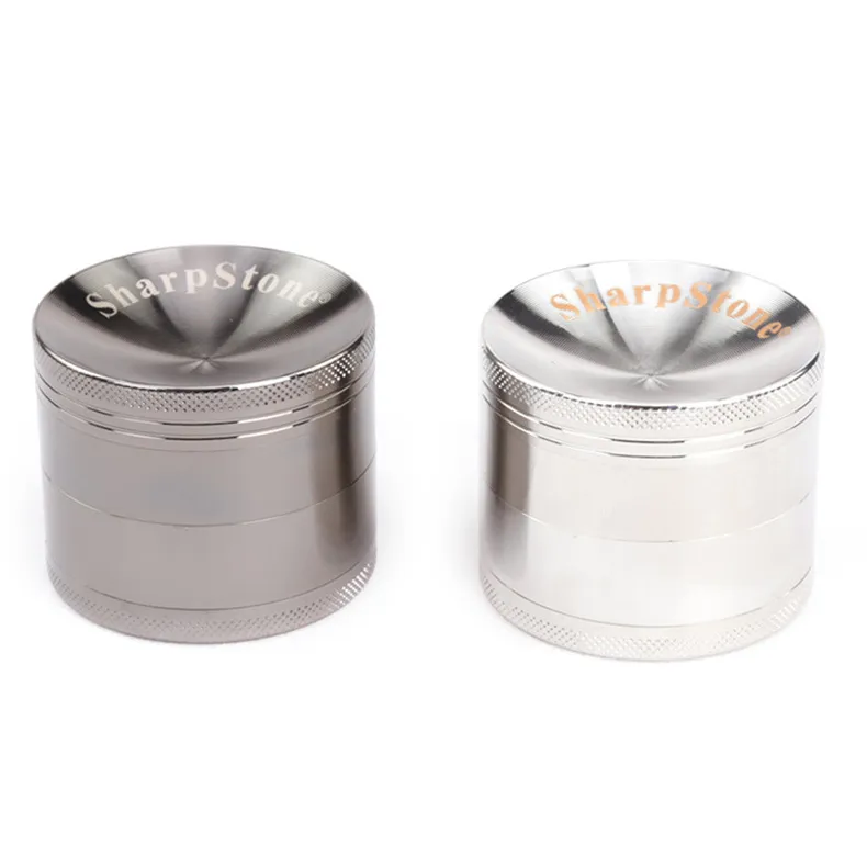 Sharpstone Grinder Zinc Alloy 4 Lager Herbal Grinder Diameter 50mm Concave Bowl Cover Silver och Gun-Svart Färger