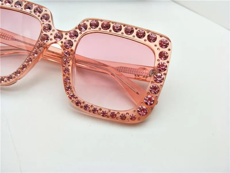 New designer sunglasses 0148 mosaic diamonds design fashion sunglasses for women large square frame small legs sun glasses