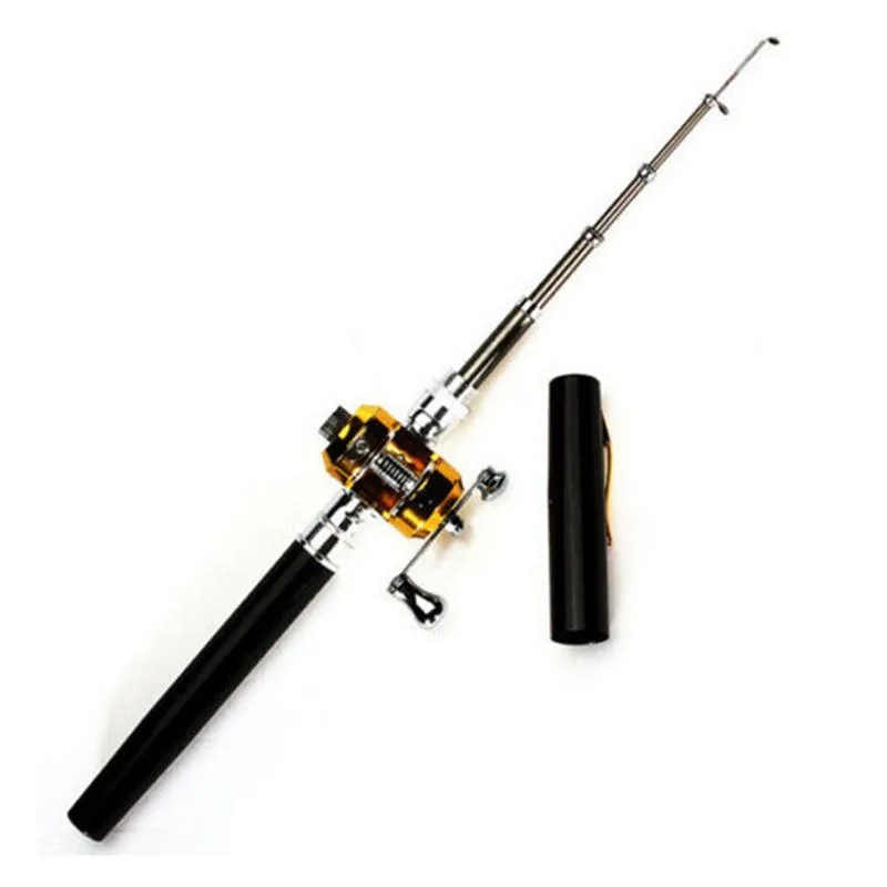 Mini Portable Aluminum Alloy Pocket Pen Shape Fish Fishing Rod Pole With Reel Fishing Tackle 25080272380132