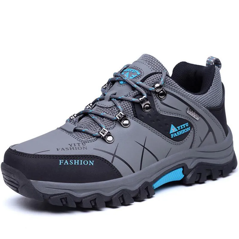 2017 Erkekler Dağ Yürüyüş Ayakkabıları Büyük Boy Deri Avcılık Çizmeler Sonbahar Kış Erkek Açık Spor Ayakkabı Tırmanma Sneakers