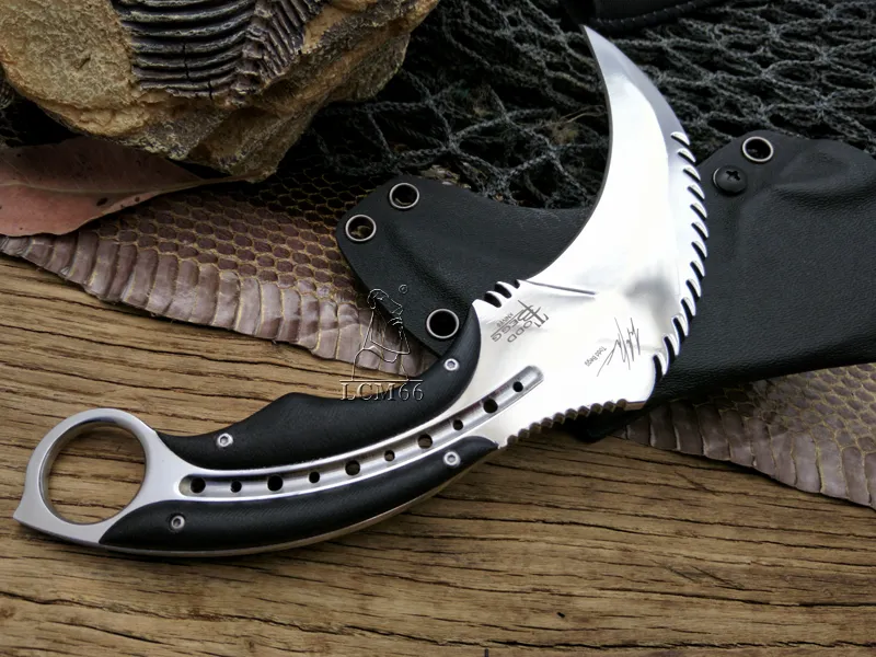 LCM66 Mirror light scorpion claw knife Todd Begg outdoor camping jungle survival battle karambit Fixed blade hunting knives self defense