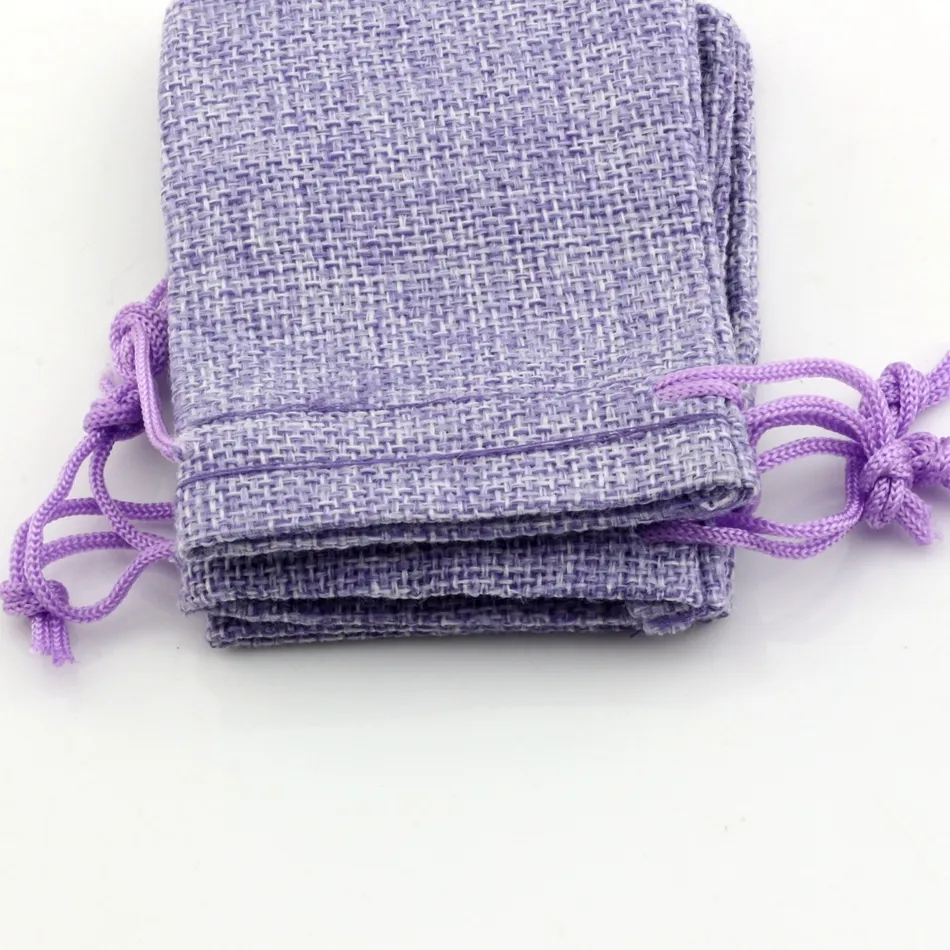 purple Linen Fabric Drawstring Candy Jewelry Gift Pouches Burlap Gift Jute bags 10x14cm etc.