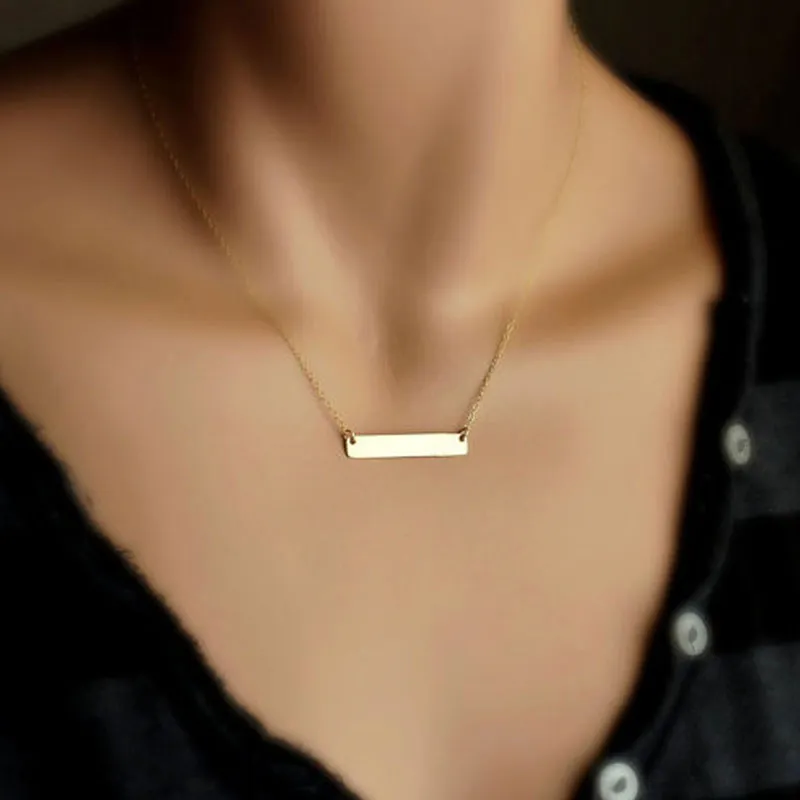European Star Brand Simple Elegant Pendant Necklace Gold Plated Alloy Bar Single Paragraph Short Chians Necklace