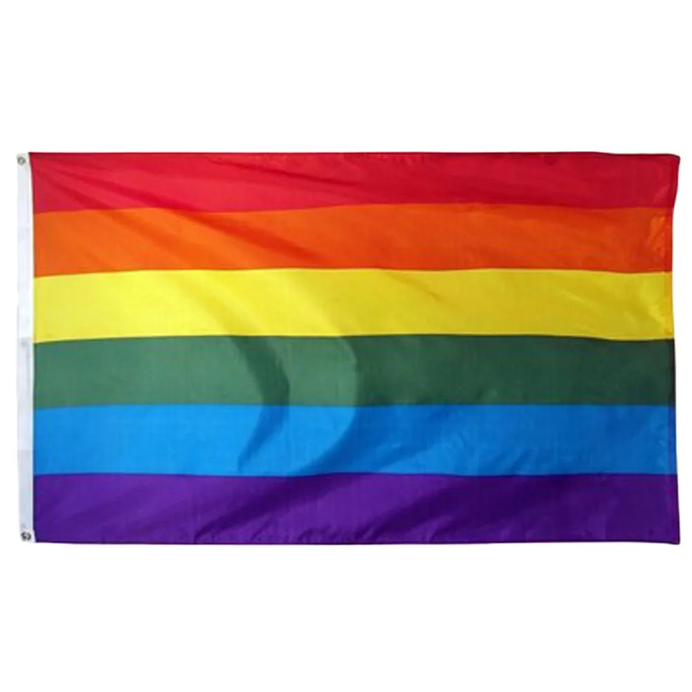무지개 깃발 3x5FT 레즈비언 게이 프라이드 폴리 에스테르 LGBT 깃발 배너 폴리 에스테르 화려한 무지개 깃발 장식 3 X 5FT