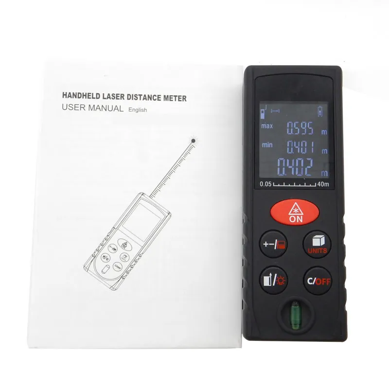 Freeshipping Digital Laser Distance Meter 40 / 60/80 / 100m Range Finder Level Ruler Area Volym Mått Nivå Bubbla