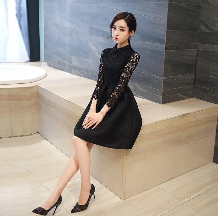Little Black Cocktail Dresses: High Neck Long Sleeve... From Newdeve,  $32.17 | DHgate.Com