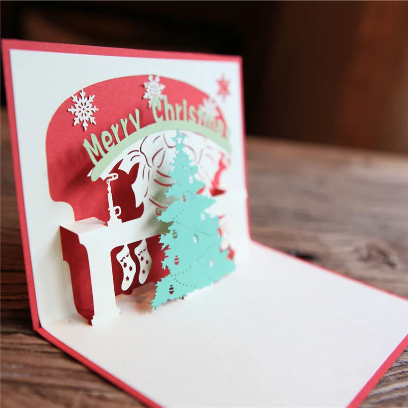 Biglietti di auguri di buon Natale fatti a mano Creative Kirigami Origami 3D Pop -up Card for Kids Friends1380532