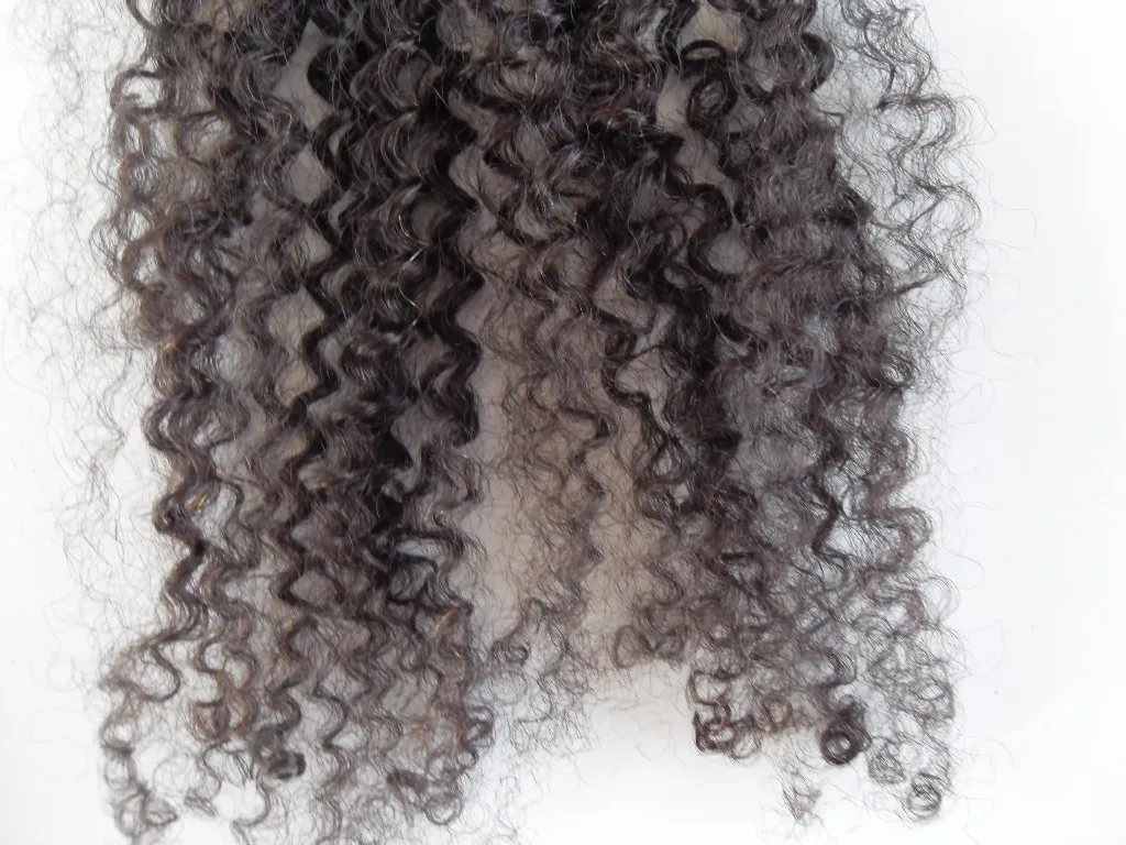 Extensões de cabelo virgem humano mongol com pano de laço 9 peças com 18 clipes clipe no cabelo cabelo encaracolado crespo marrom escuro natural b9726668