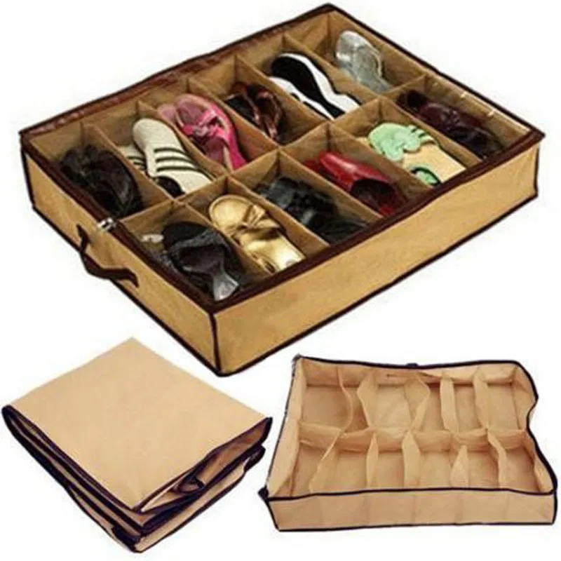 Organizador de armario T12, caja de almacenamiento para el hogar, la sala de estar y la cama, caja contenedora para 12 zapatos o zapatillas