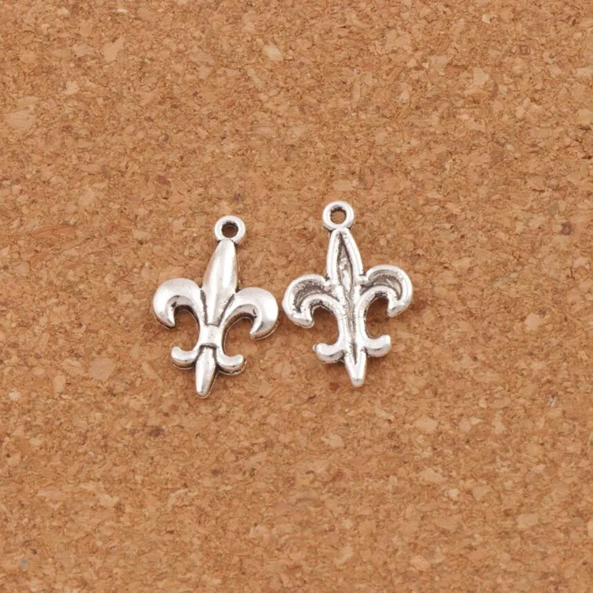 Iris Fleur-de-lis Flower Charms Pendants 12.5x18.7mm Antique Silver Charms Jewelry DIY L387