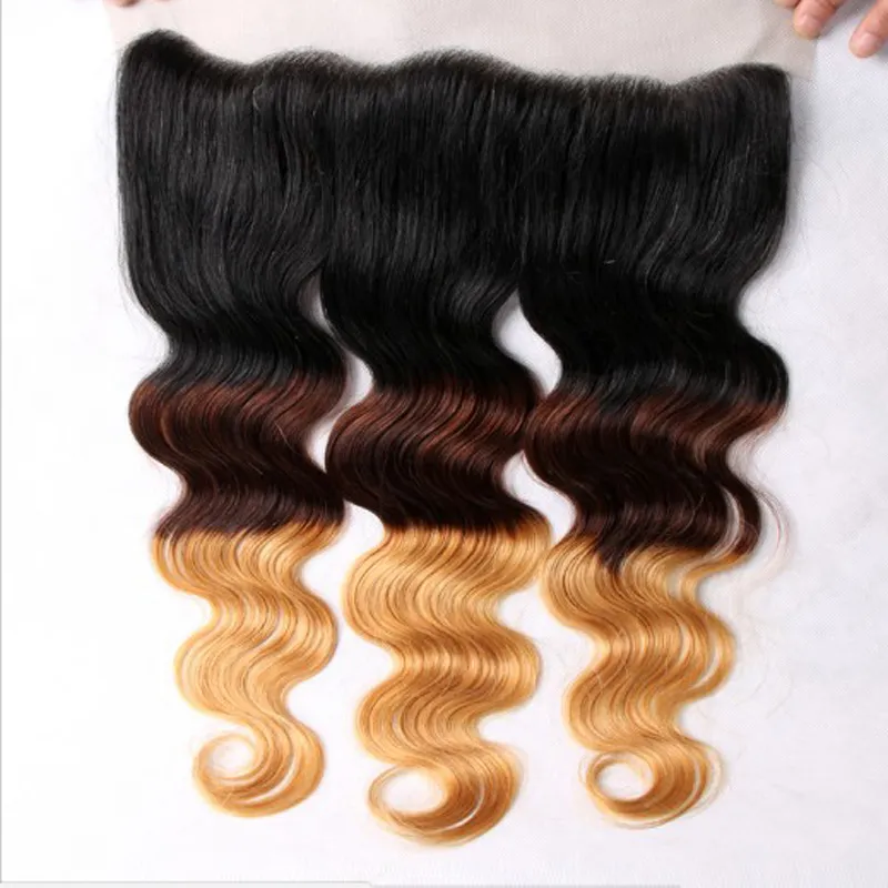 13x4 Peruan 3 Tone ombre Lace Formulamento frontal #1b/4/7 27 Frontais de renda