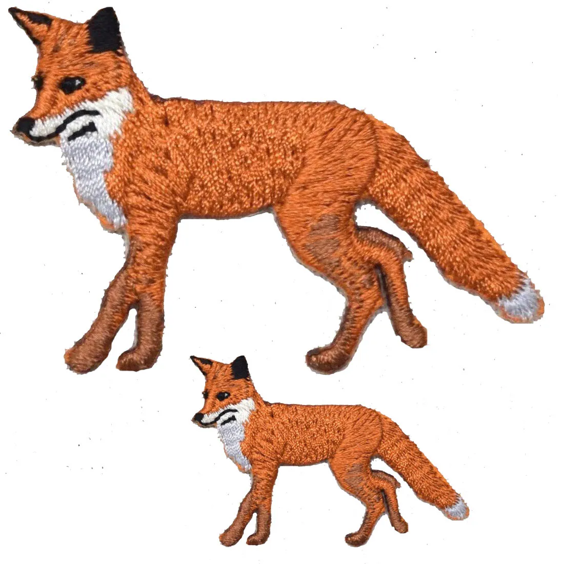 Lage Prijs Custom New Iron-on Applique Geborduurde Patch Wild Red Walking Fox Facing Left 