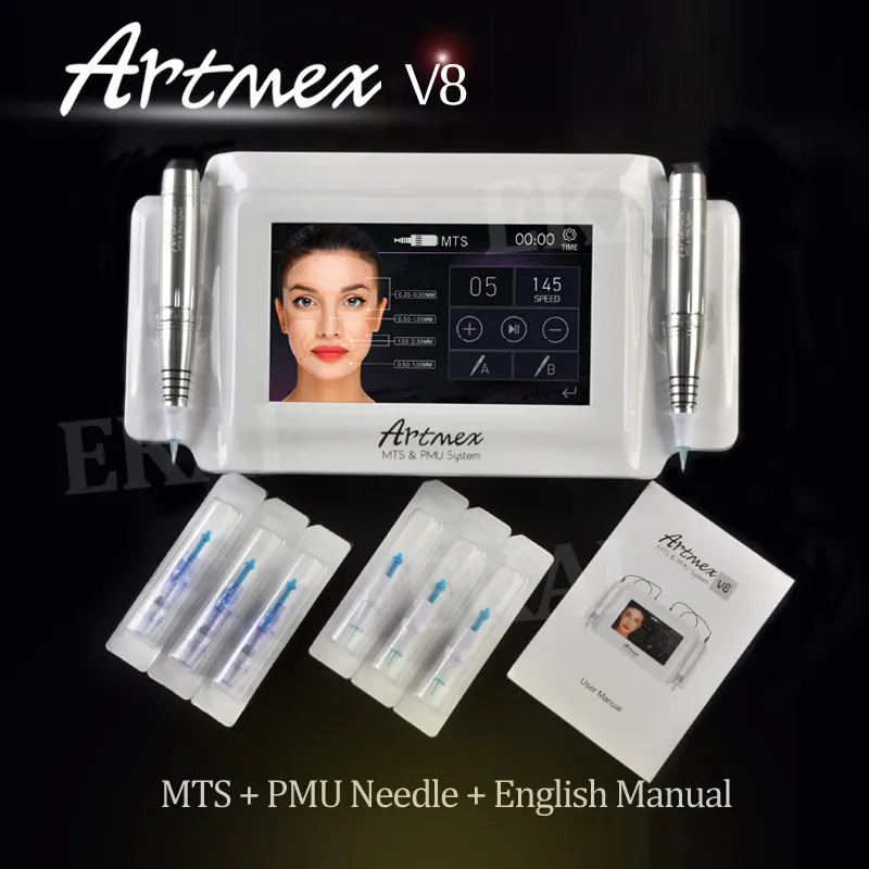 2017 Nieuwe Intellignet Cosmetische Tattoo Permanente Make-up Machine Dubbele Pen Digitale Micropigmentation Dermapen ArtMex V8