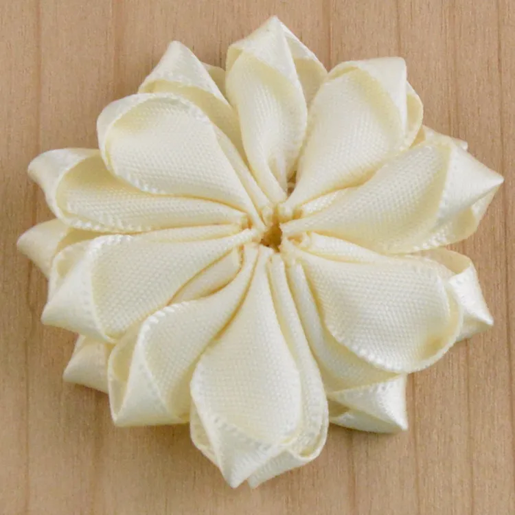 Mini Satin ribbon Fabric Flower for Headbands DIY Polyester Flowers Rhinestone Pearl In Center Baby Girl Hair Accessory lot2685641