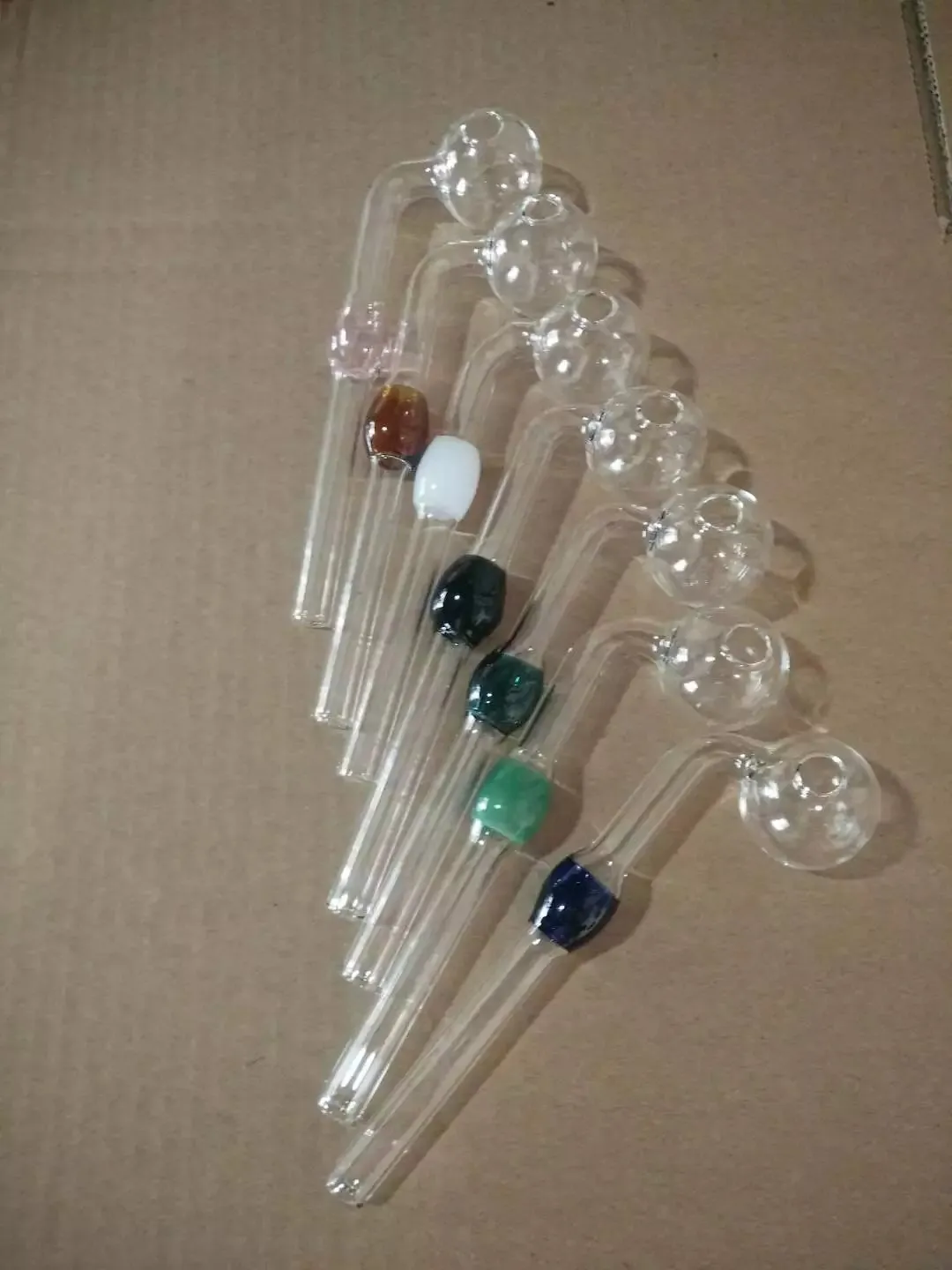 Accessoires de bongs à brûleur droit en perles ﾠ, tuyaux en verre de brûleur à mazout conduites d'eau conduites d'eau en verre plates-formes pétrolières fumant avec des bongs en verre compte-gouttes A