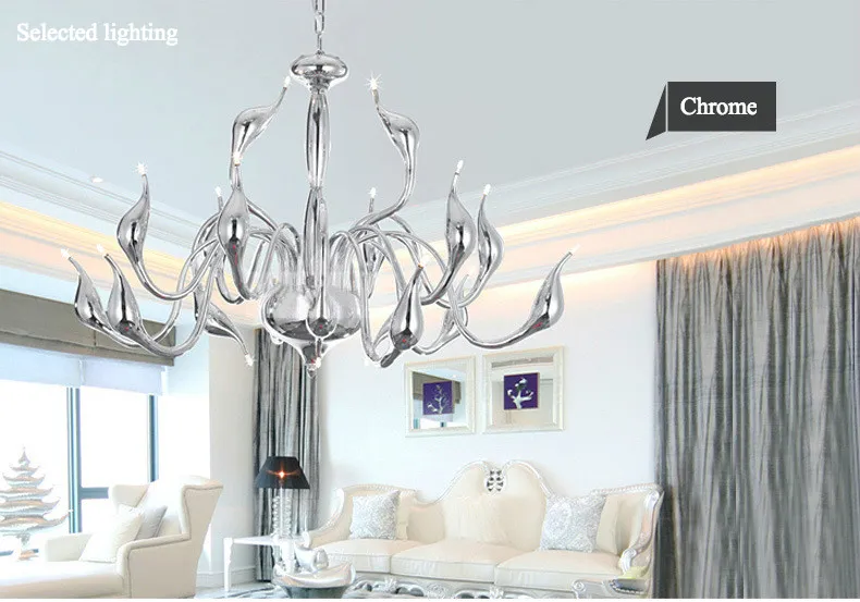 6/9/12/15/18/24 Lights Gold Modern Pendant Lamps Big Chandelier LED Swan Chandeliers Ceiling Lamp Bedroom Living Room Decoration Lighting