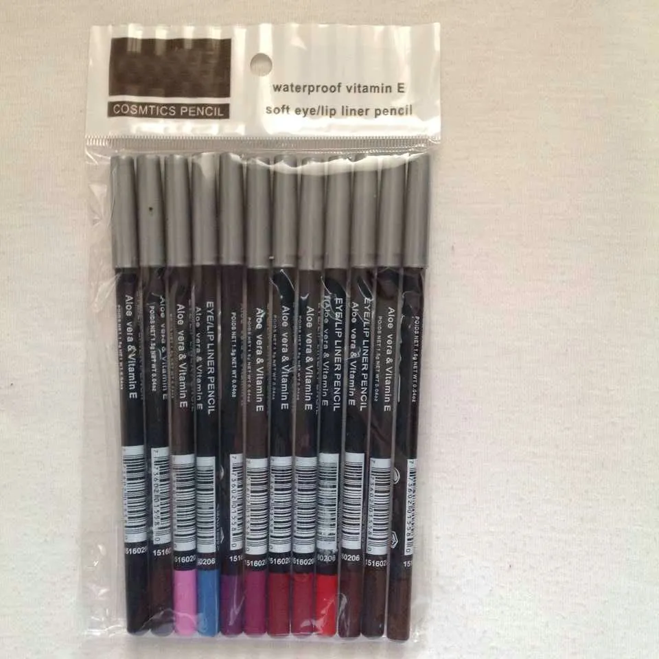 Darmowa Wysyłka Nowy Makeup Eyeliner Pen Ołówek Eye Liner Lipliner Ołówek 12 Kolory Darmowa Wysyłka 24 sztuk / partia / partia