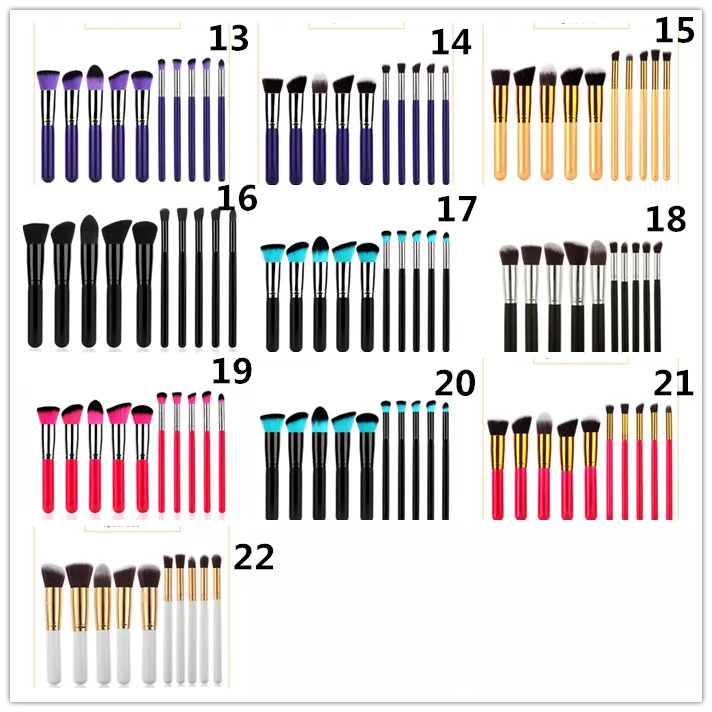 10 adet Kabuki Makyaj Fırçalar Seti 22style Araçları Naylon Saç Kalitesi Ile Kozmetik Yüz Makyaj Fırça Araçları