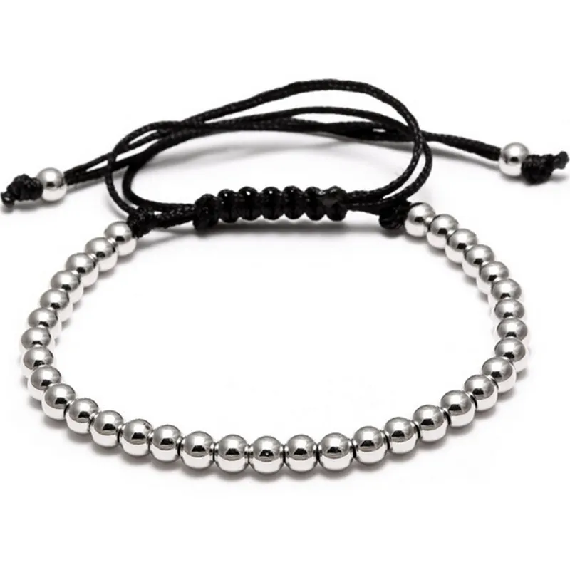 Bracciale da uomo in acciaio al titanio da 4 mm con perline intrecciate Macrame Bracciale pulseras braccialetto homme braccialetto di fascino il migliore amico