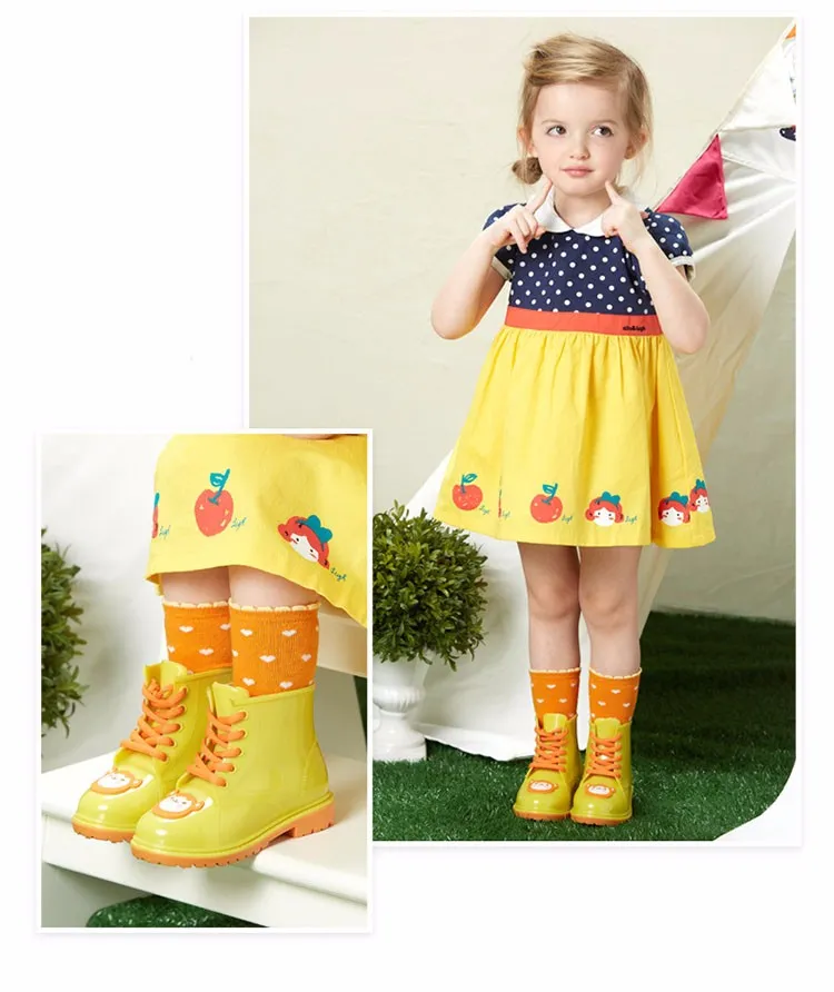 Children Cartoon Multicolour Rain Martin Boots Kid Boys Girls Babies Cute Waterproof Slip Shoes 2016 New kinderen regenlaarzen Animals Color