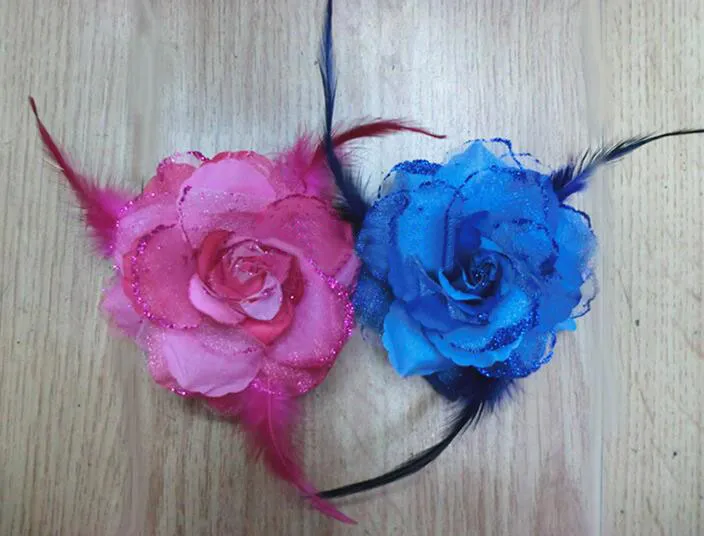 Free freight Fashion hair accessories Lady feather Flower hair clips Brooch mix colors Crocodile clip Brooch