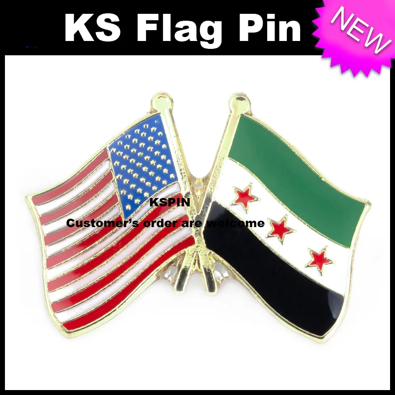 Stati Uniti Siria Amicizia Bandiera Distintivo Bandiera Pin 10 pz molto Spedizione gratuita XY0003