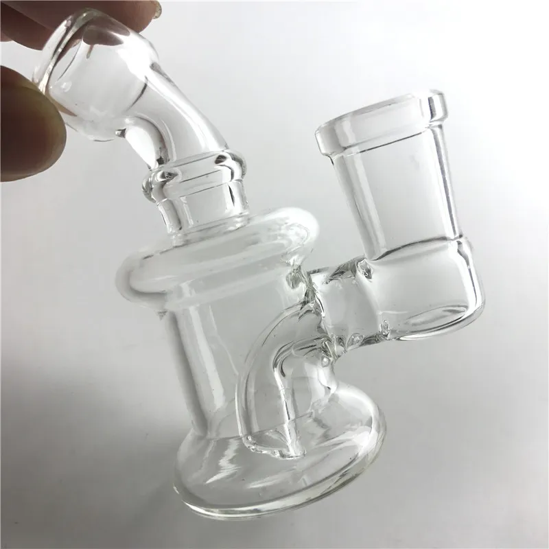 Tubi d'acqua in vetro spesso trasparente da 3,2 pollici mini bong con 10 bong in vetro inebriante da 14 riciclatori femminili fumare