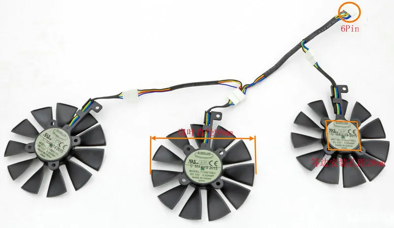 Novo Original Everflow 88MM T129215SU PLD09210S12HH Substituição Para ASUS Strix Raptor GTX980Ti R9 390X R9 390 RX 480 Placa de Vídeo Gráfica Fan