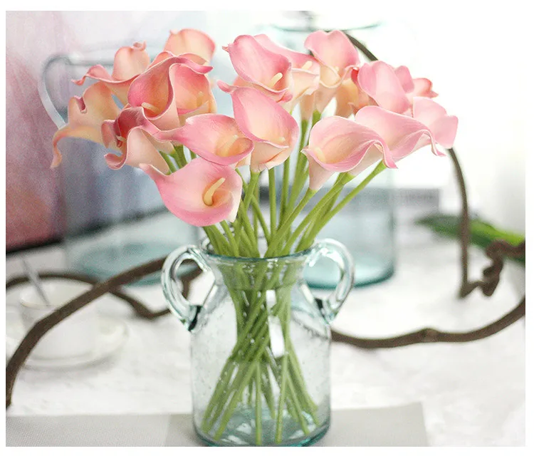 13 färger vintage konstgjorda blommor calla Lily -buketter 34,5 cm/13,6 tum för bröllopsbukettdekoration