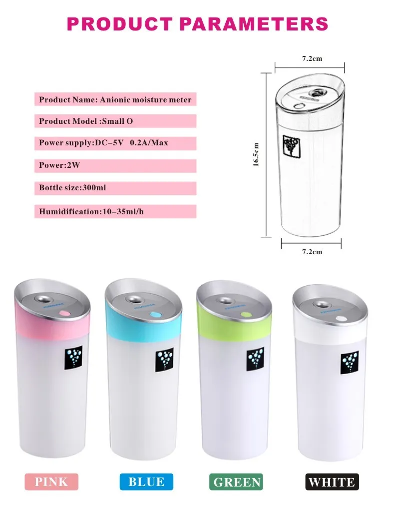 Ultraljud luftfuktare USB bil luftfuktare mini arom diffuser mist maker hem kontor 300ml