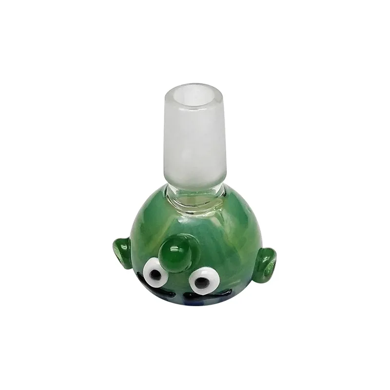 Grön långa näsa glasskål för vattenpipa - passar 14 mm och 18 mm manliga fogskålar, unikt röktillbehör