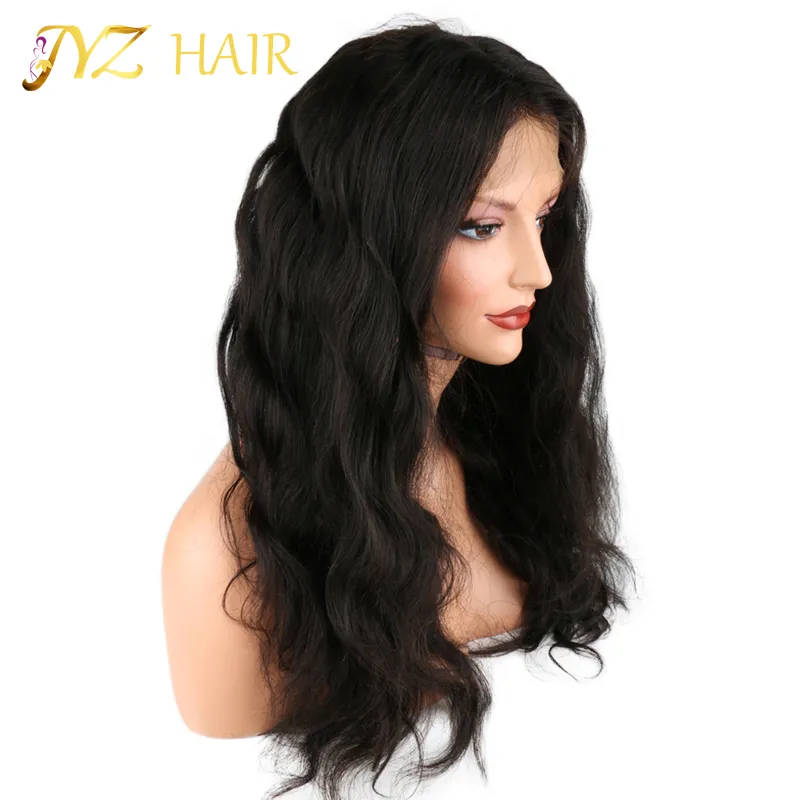 Jyz perucas de cabelo humano com renda completa, cabelo virgem brasileiro ondulado, peruca frontal de renda humana, cabelo ondulado da moda com fios ajustáveis 9605688