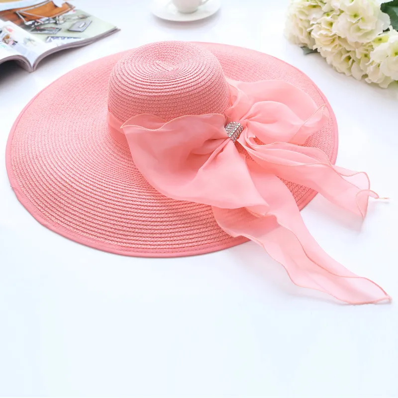 2017 Chapeaux De Paille Pour Femmes D'été Dames Large Bord Plage Chapeaux Sexy Chapeau Grand Floppy Sun Caps Nouveau style Printemps Praia