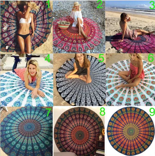 Runde Mandala-Strandtücher, bedruckter Wandteppich, Hippie-Boho-Tischdecke, böhmisches Strandtuch, Serviettenbezug, Strandtuch, Wickeltuch von DHL