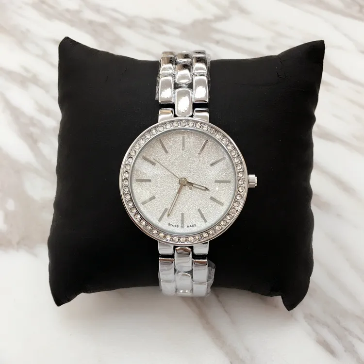 De Marca Luxury Quartz Relojes Pulsera Plata / Oro Rosa Reloj con Rhinestone Diamond