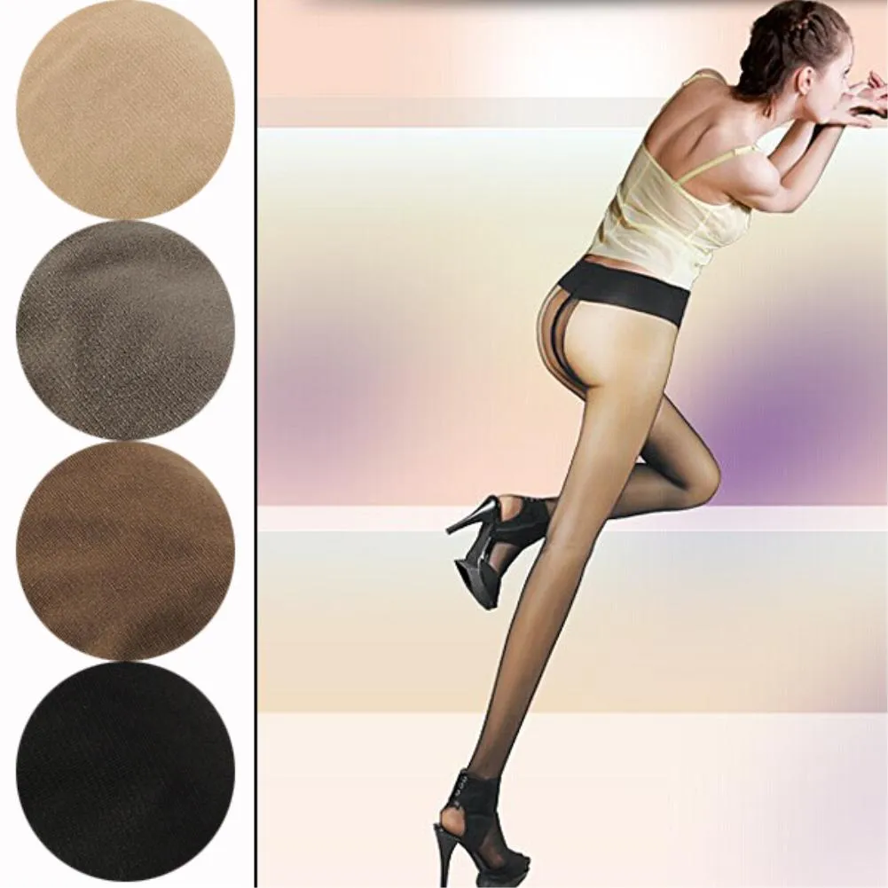 Vente en gros - Collants de couleur unie brillants ultra-minces pour femmes Sexy Ultra Thin Sheer T Crotch Nude Collants Bas Collants