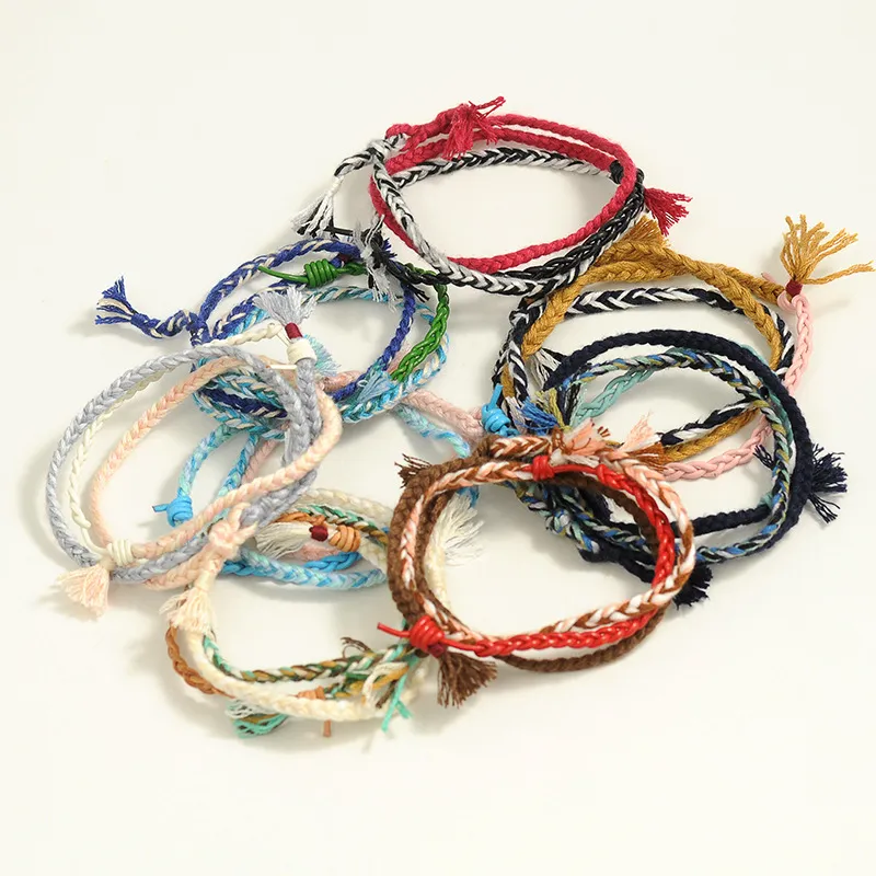 Bracelets à breloques unisexes populaires Bracelets de couples multicolores simples Bracelet tressé à la main coréen Livraison gratuite