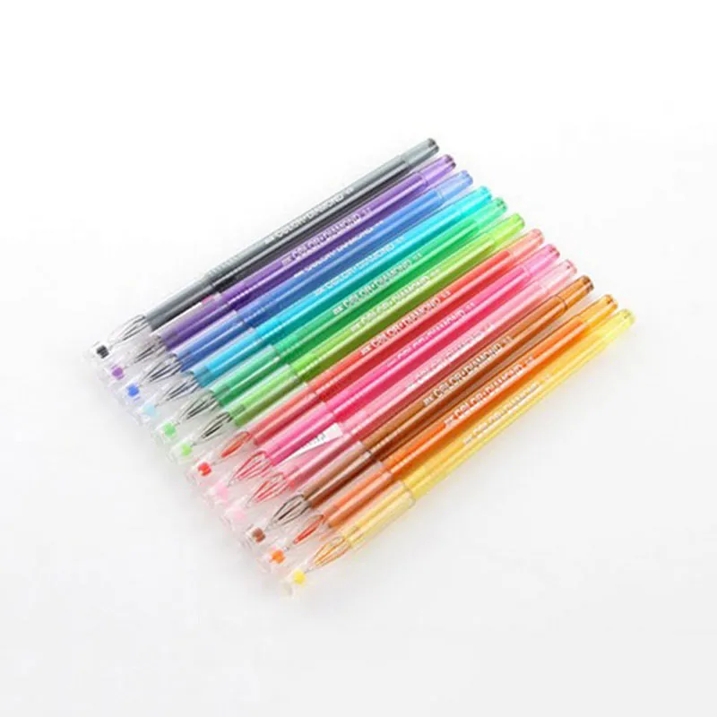 Hot 12st Candy Color Diamond Gel Pen School Tillbehör Rita Pennor Studentgåva