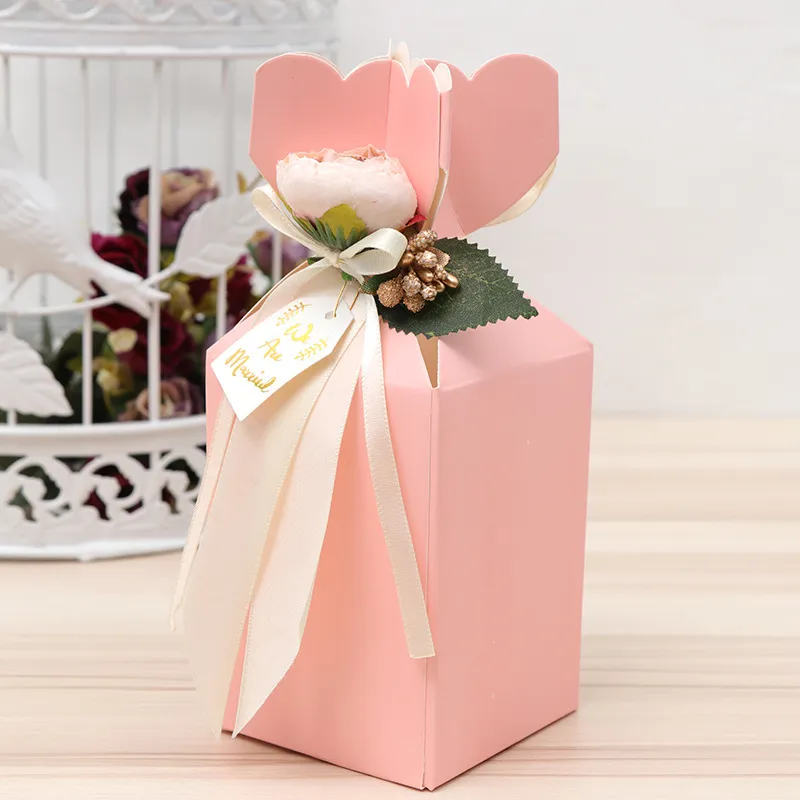 Dernier vase Mermaid Mariage Boîtes à bonbons avec des fleurs de pivoine Fête de Noël Favor de mariage Boîtes Boîtes de papier Cadeaux Rouge Rose Rose Violet Bleu Bleu