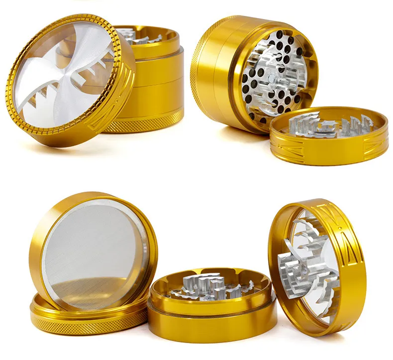 2.5inch Herb Grinder Tabacoo Crusher 63mm Alunimun Three Flower Patten Cover New Improve Sharp Teeth