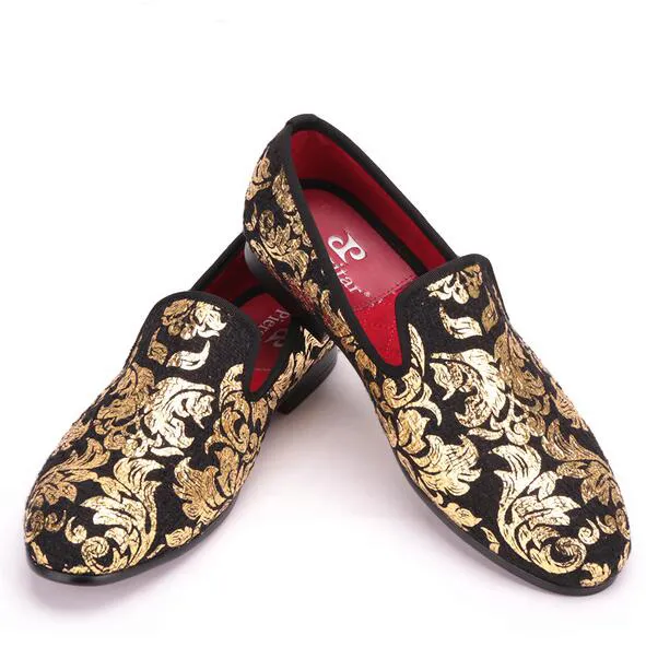 Nowy High-End Gold Printing Buty Luxury Moda Mężczyźni Mokasyny Męskie Mieszkania Rozmiar 4-17 Darmowa Wysyłka