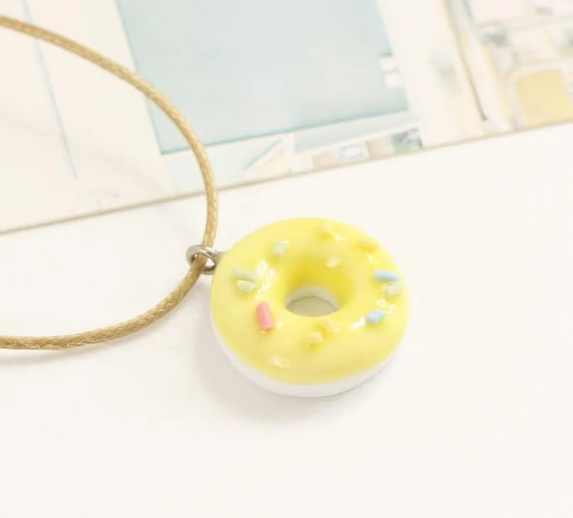 Good A++ Donut small fresh girlfriend necklace cartoon clavicle chain simple jewelry ceramic WFN500 with chain a 