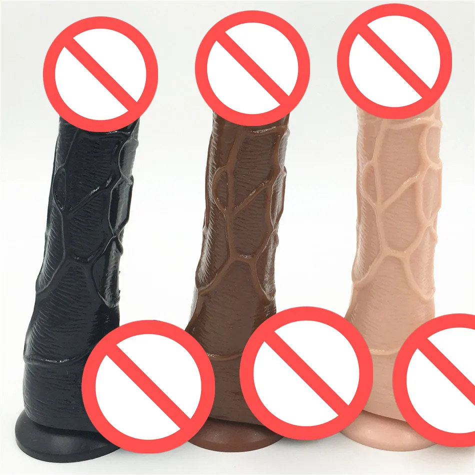 Gode réaliste grosse bite Flexible arbre texturé Silicone forte ventouse Dong Sex Toy produit pour les femmes meilleure qualité