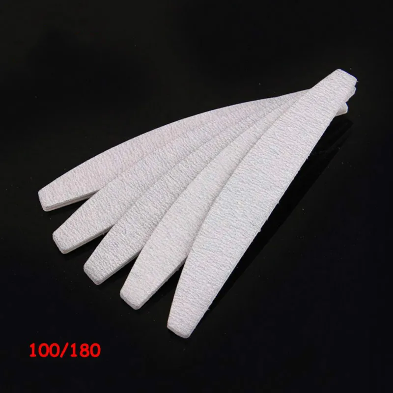 Hot 100 pcs/lot sands paper sanding good quality manicure professional 100/180 grey zebra half moon nail file for salon free shopping