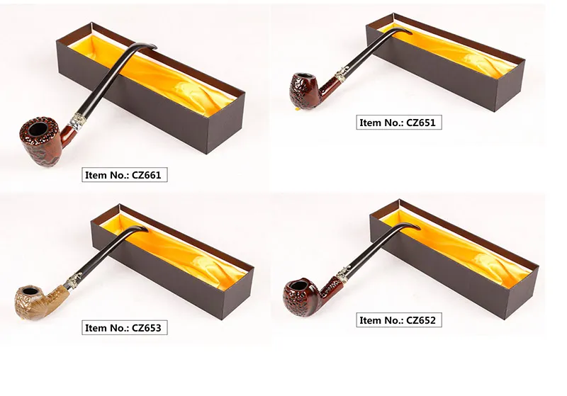 Tubulação de Mão de madeira Tubos De Fumo Bocal Longo De Metal Acrílico Material Presente Escolhido 4 Tipos de Cigarro Tabacoo