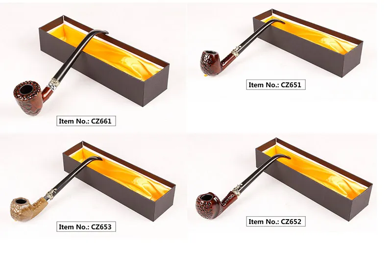 Wooden Hand Pipe Smoking Pipes Long Mouthpiece Metal & Acrylic Material Choiced Gift 4 Types for Tabacoo Cigarette